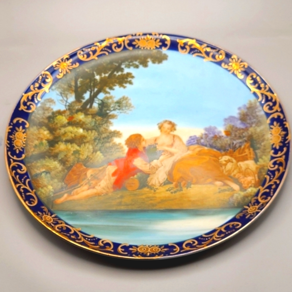 French c.1910 Porcelain Hand-Painted Plate from painting by François Boucher